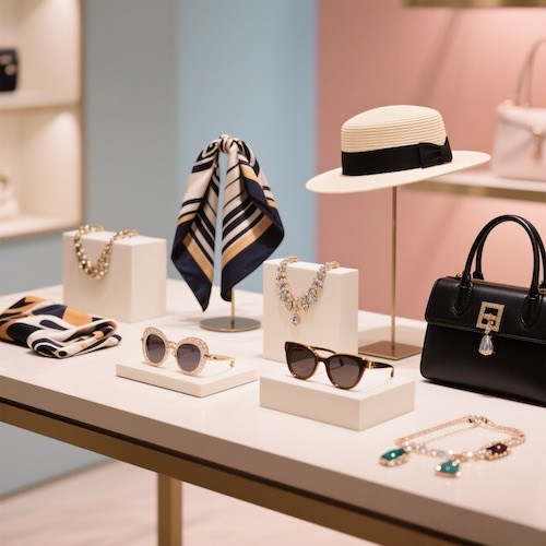 Fashion accessories including jewelry, bags and watches